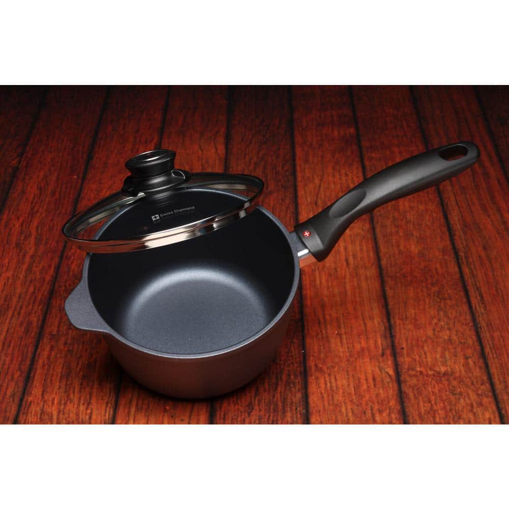 Swiss Diamond 2.2 Quart Nonstick Aluminum Saucepan with Lid