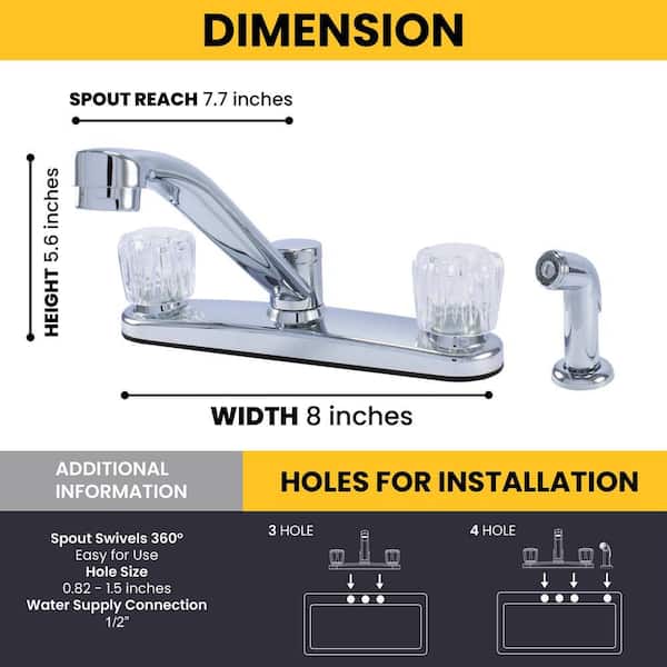 WASSERMAN FAUCETS Dual Acrylic Handle Traditional Spout Kitchen