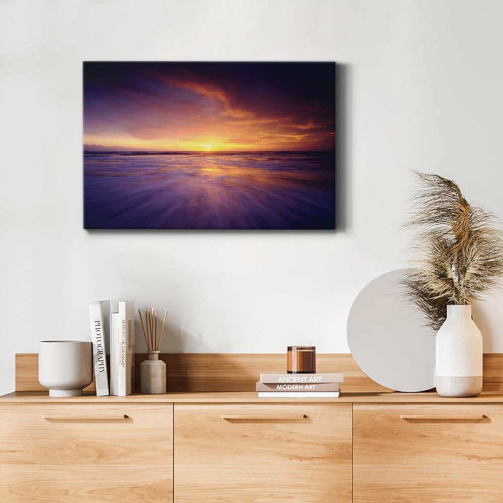 Regal Ocean Sunset Landscape Canvas Wall Art, 8" x 12"