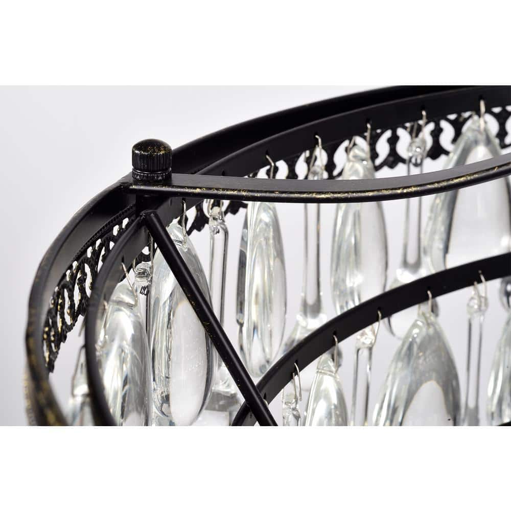 Antique Bronze 6-Light Crystal Teardrop Chandelier