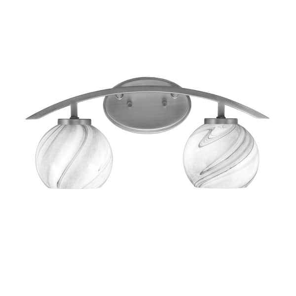 Unbranded Siena 18.25 in. 2-Light Vanity Light Graphite with Onyx Swirl Glass Shades