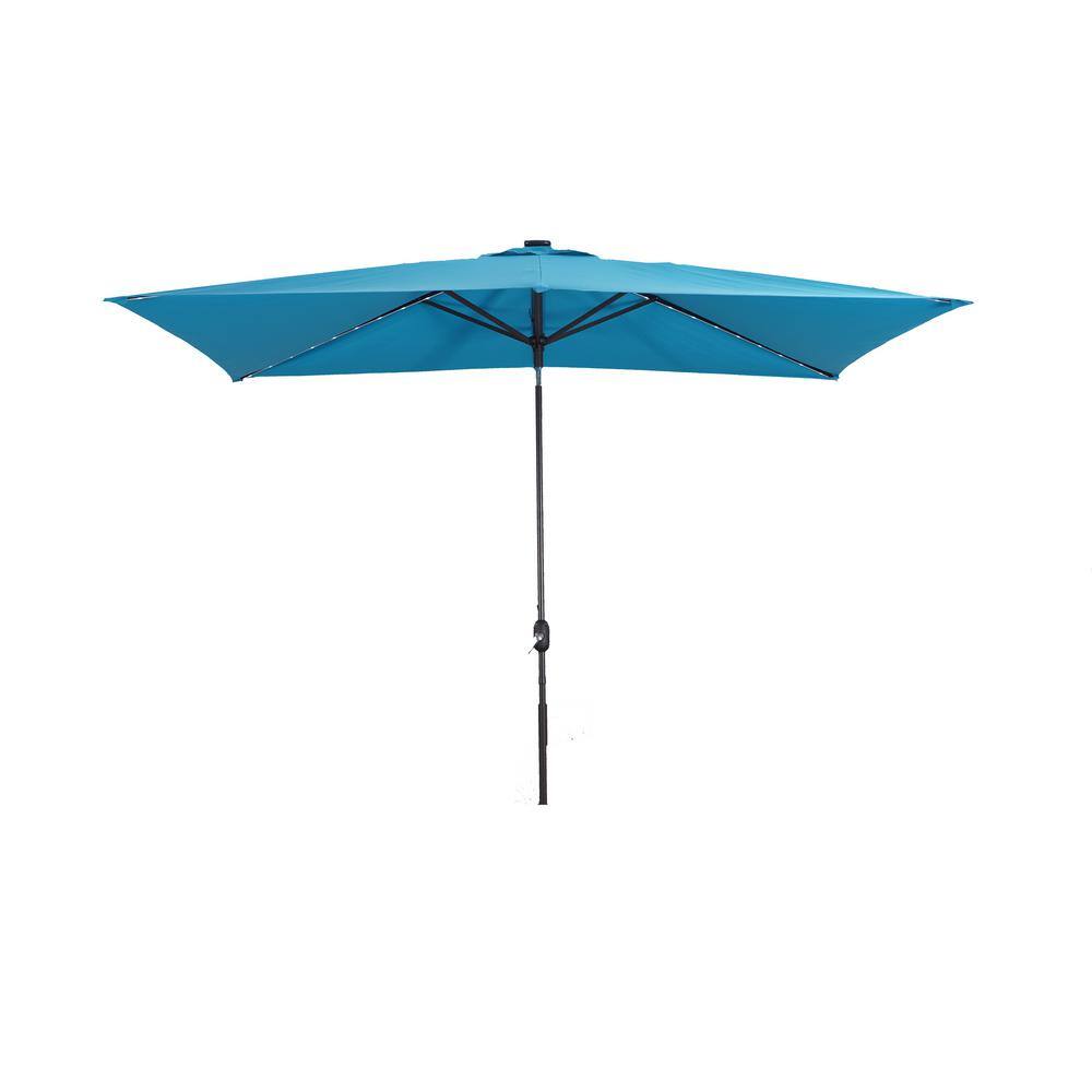 10 ft. x 7 ft. Rectangular Market Outdoor Patio Umbrella with LED in Light 