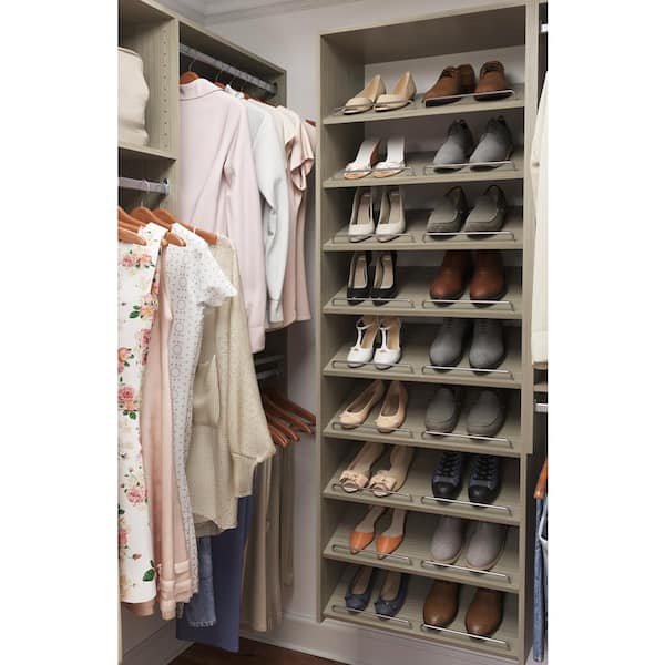 14 in. D x 24 in. W x 0.625 in. H 9-Pair Rustic Grey Shoe Shelf (3-Pack)