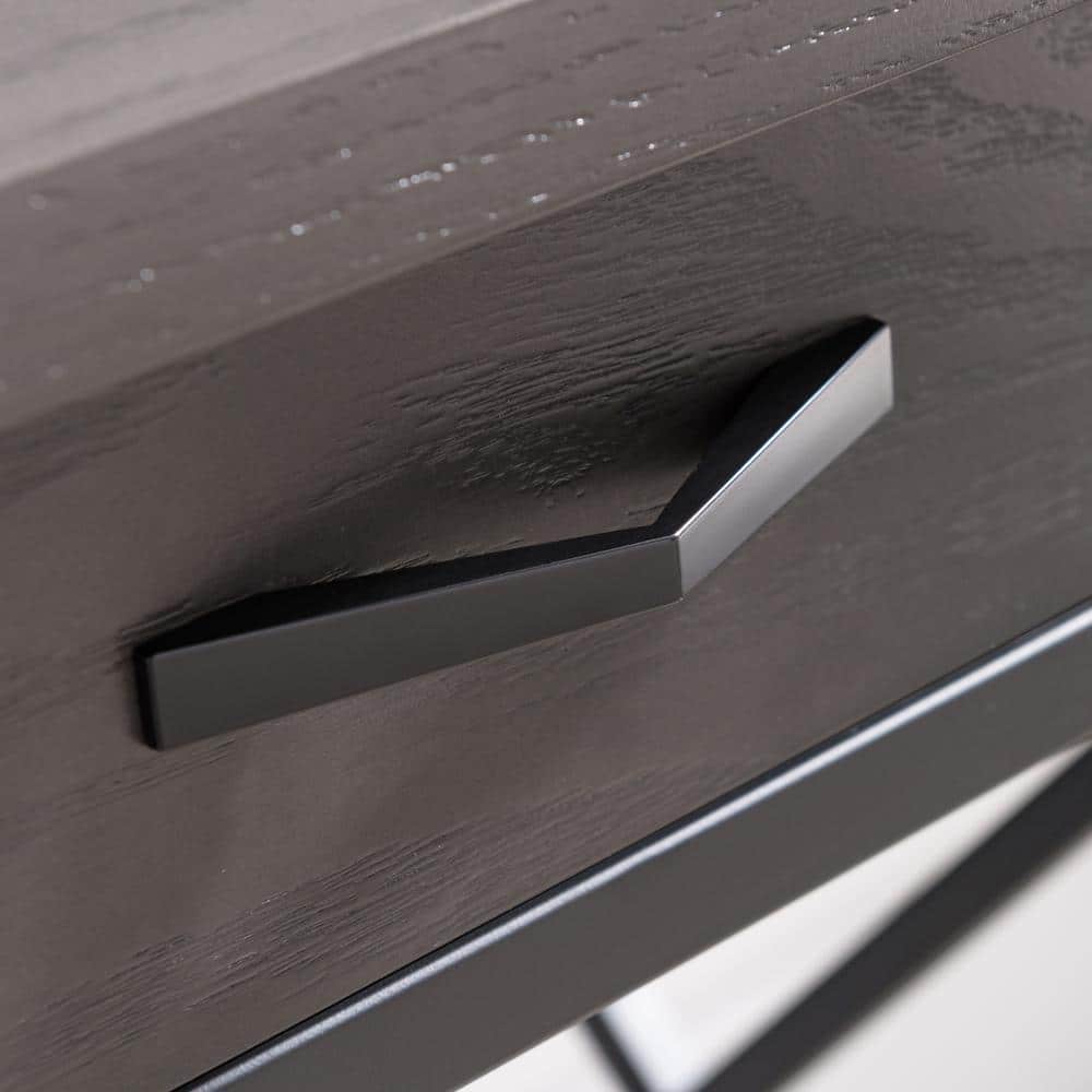 Chisel & Forge Oak Desk with Drawer in Smoke Gray and Matte Black