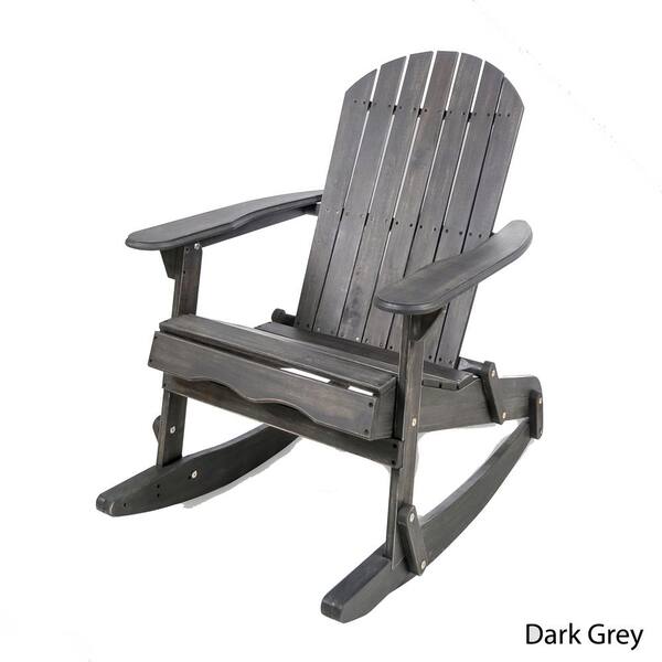 Tenleaf Dark Gray Rocking Outdoor Acacia Wood Adirondack Chair ...