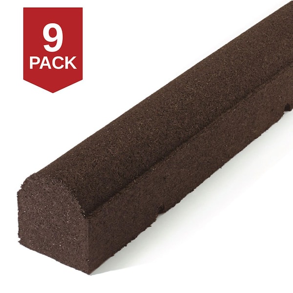 92 in. x 6 in. x 4 in. Brown Rubber Landscape Timber Edging (9-Pack)