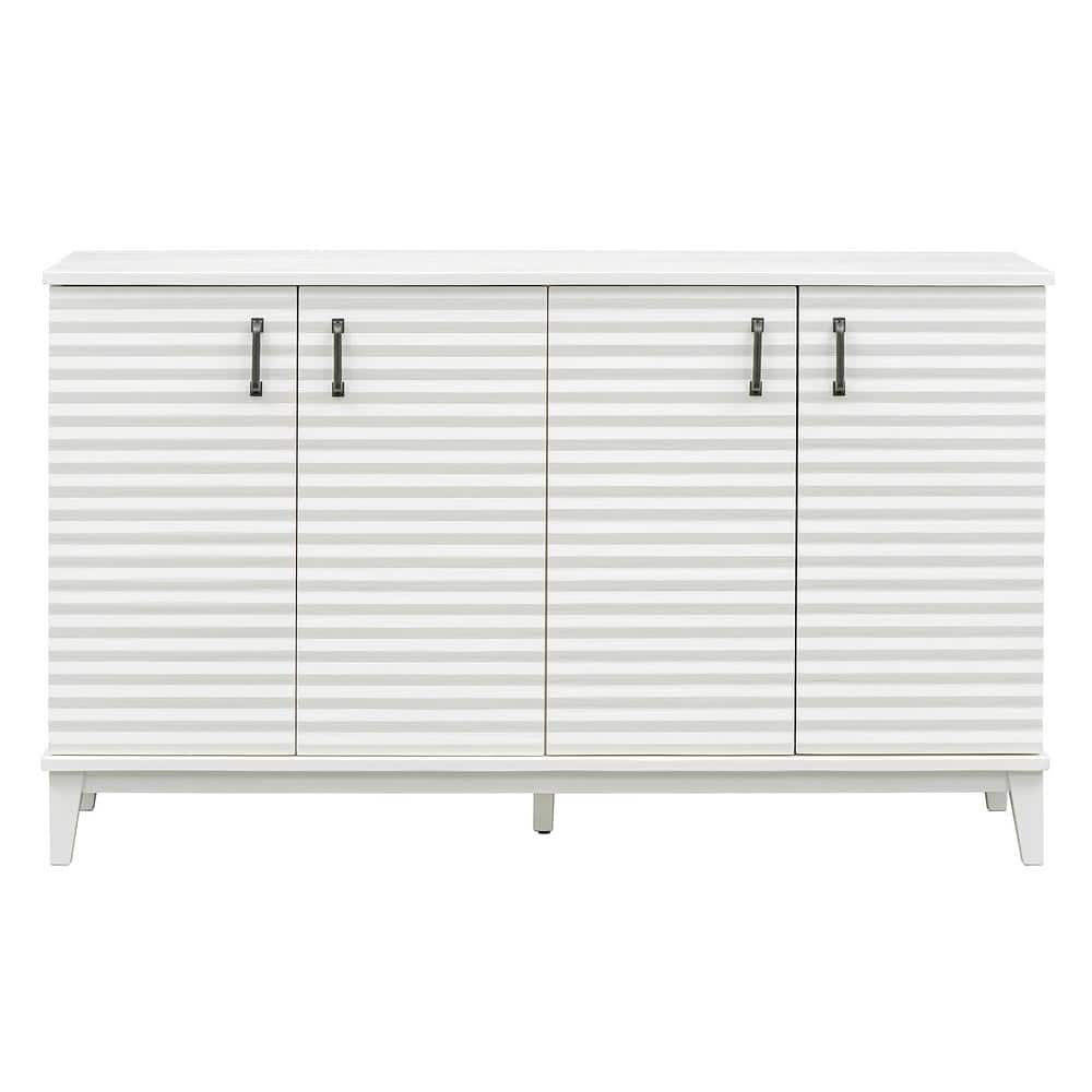 60 in. W x 18 in. D x 36 in. H Antique White Linen 4Door