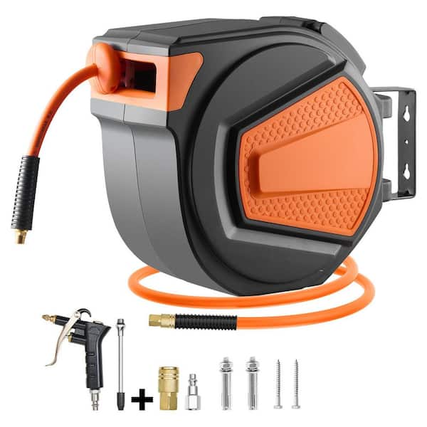 Retractable Air Hose Reel, 3/8 in. x 65 ft. Hybrid Air Hose Max 300PSI, Air Compressor Hose Reel Auto-Rewind