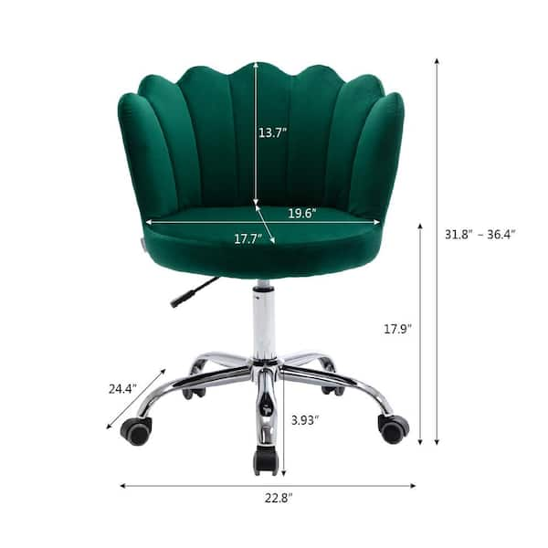 URTR Green Velvet 360 Swivel Shell Chair With Metal Legs Height