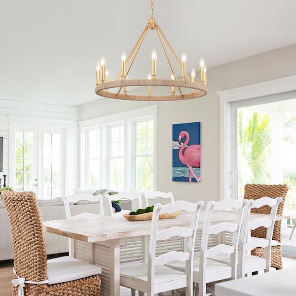 LWYTJO Calvin 12 Light Gold Candle Style Farmhouse Dimmable