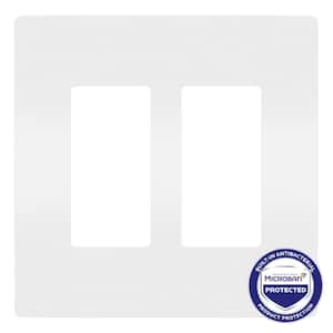 radiant 2-Gang Decorator/Rocker Plastic Screwless Wall Plate with Microban Antimicrobial Protection, White