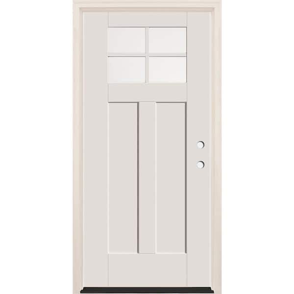 Builders Choice 36 in. x 80 in. Left-Hand 4-Lite Clear Glass Alpine Painted Fiberglass Prehung Front Door with 4-9/16 in. Frame