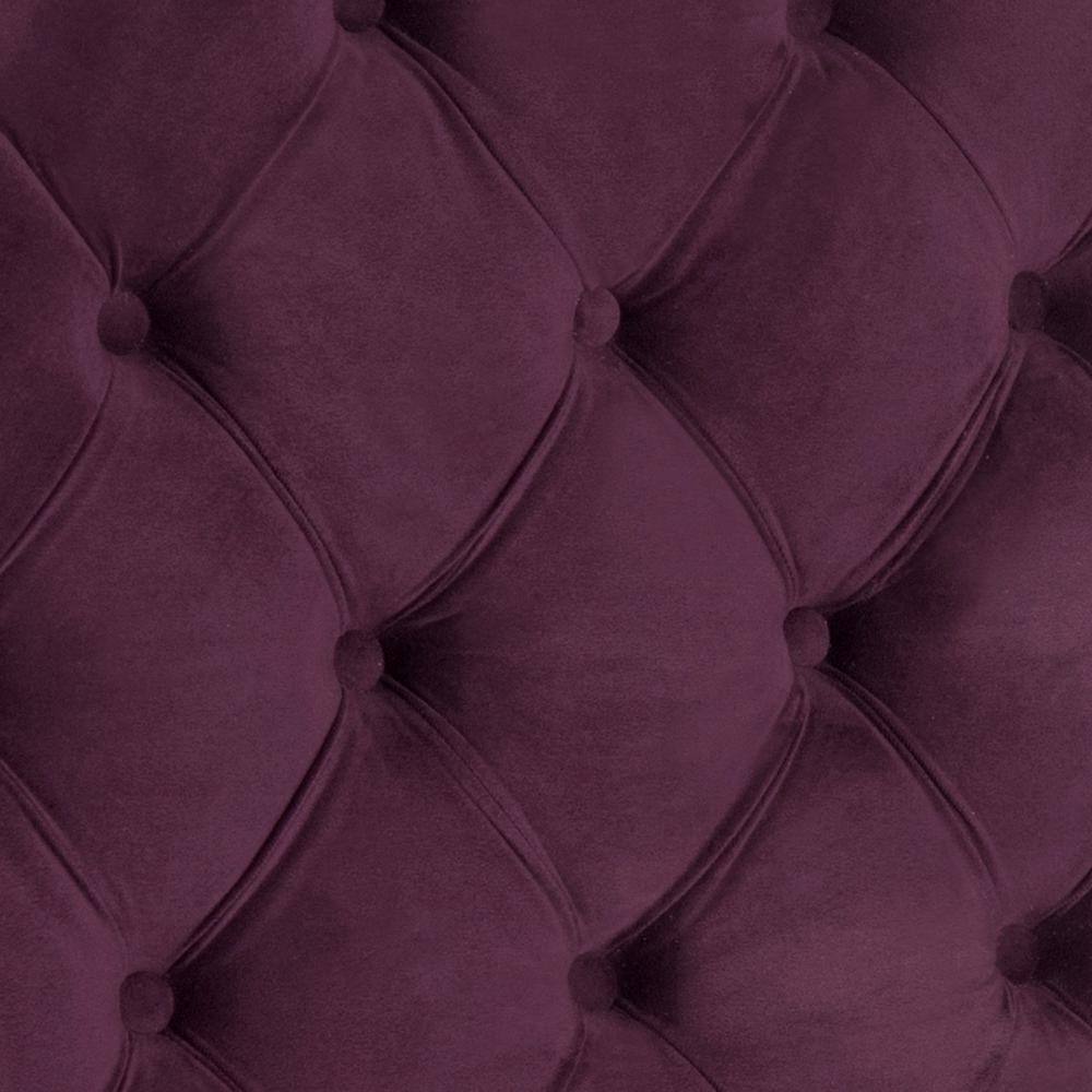 Transitional Aubergine Velvet Tufted Twin Headboard with Nailhead Detail
