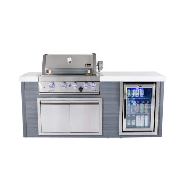 MONT ALPI Artwood Series 4-Burner HDPE Outdoor Kitchen Propane Natural Gas Grill Plus Refrigerator in Stainless Steel