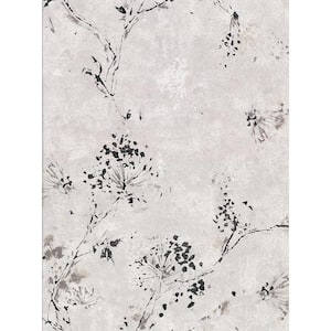 Misty Grey Distressed Dandelion Grey Wallpaper Sample