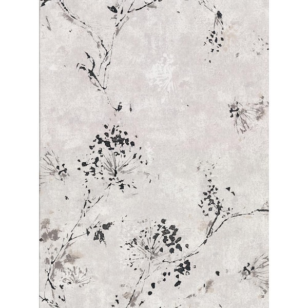 Brewster Misty Grey Distressed Dandelion Grey Wallpaper Sample