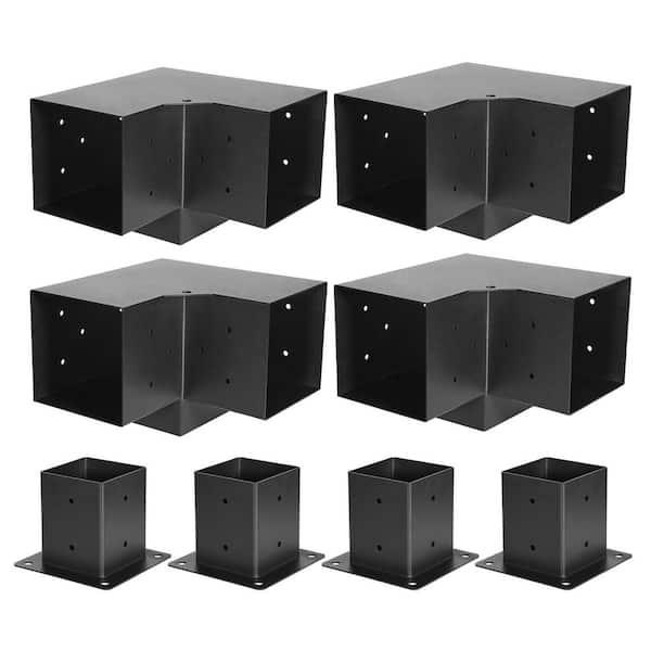 Pergola Bracket Kit, 4 x 4 In. (3.5 x 3.5 Inner), 4 Pcs 3-Way Heavy Duty Corner Bracket, for Gazebos Patios Log Cabins