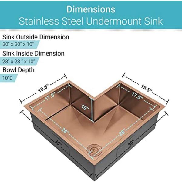 RCORB3030WS-Stainless 16 Gauge 30 in. Butterfly Corner Undermount Workstation Kitchen Sink with Accessories