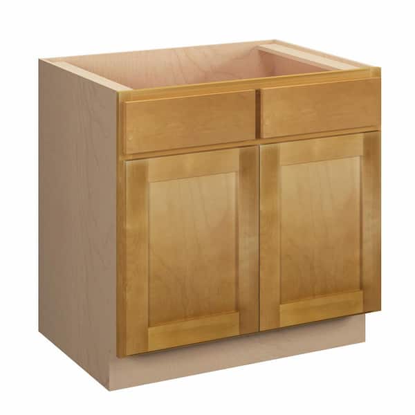 Kunal Kitchens Aberdeen Recessed 36 in. W x 34.5 in. H x 21 in. D in Caramel Plywood Assembled Bath Base Cabinet