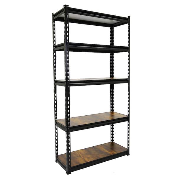 Black 5-Tier Boltless Tier Height Adjustable Garage Steel Storage Rack Shelving Units (30 in W x 60 in H x 12 in D)