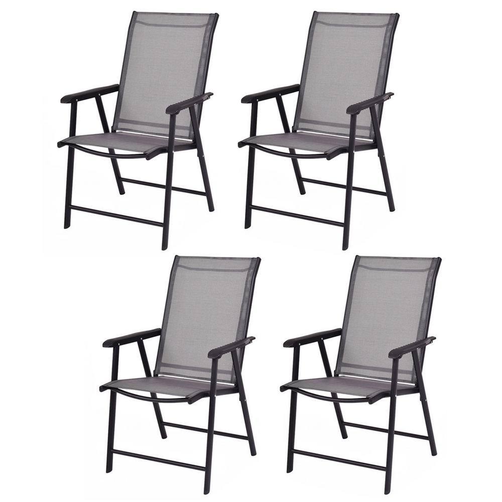 Costway Black Metal Folding Lawn ChairGHM0116 The Home Depot
