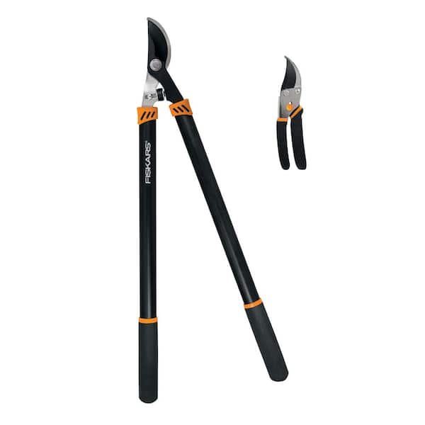 Fiskars 2-Piece Pruner Set with 28 in. Bypass Lopper and 5.5 in. Bypass Pruner