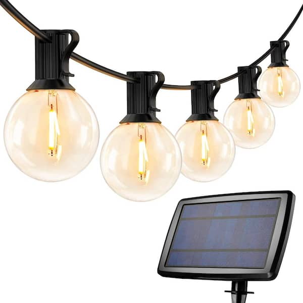 25-Light 50 ft. Outdoor Solar LED G40 Integrated LED Globe Shatterproof 2700K for Patio Garden String-Light, ETL Listed