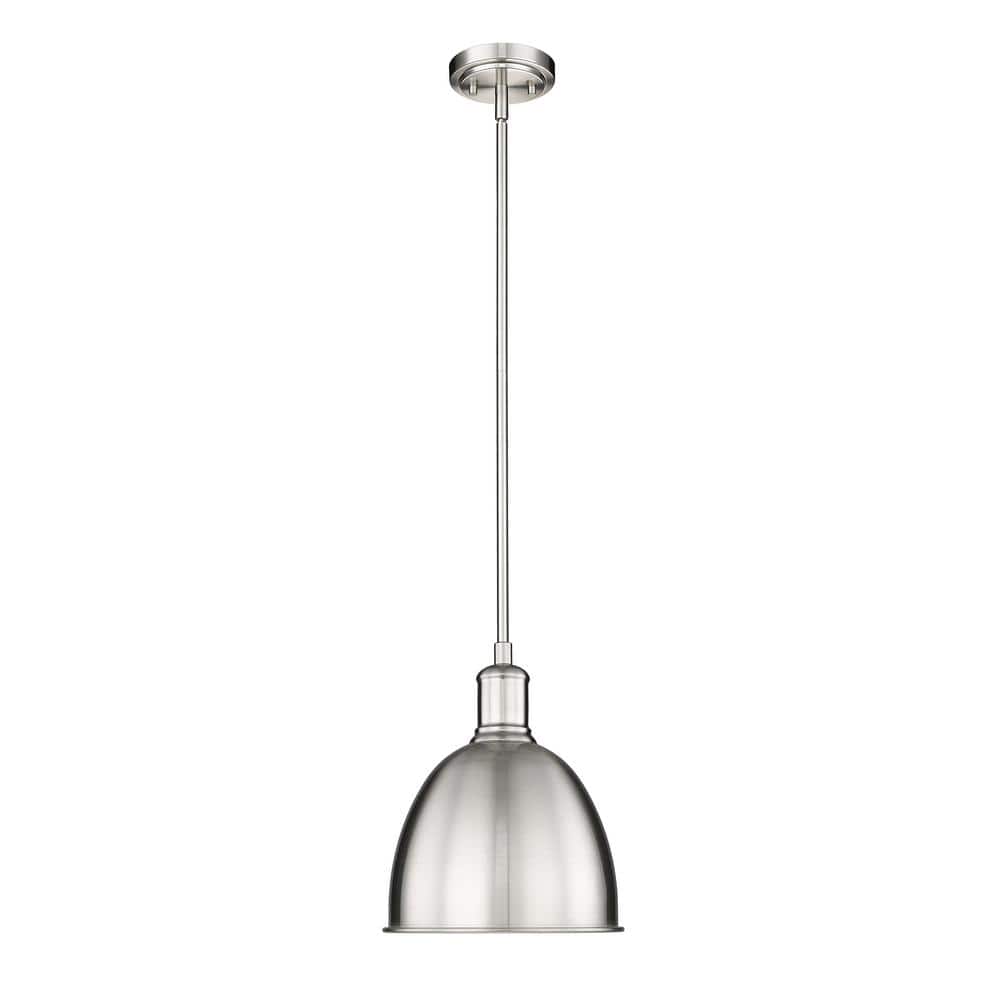 Sawyer 8.25 in. 1-Light Brushed Nickel Industrial Pendant with an Iron Shad