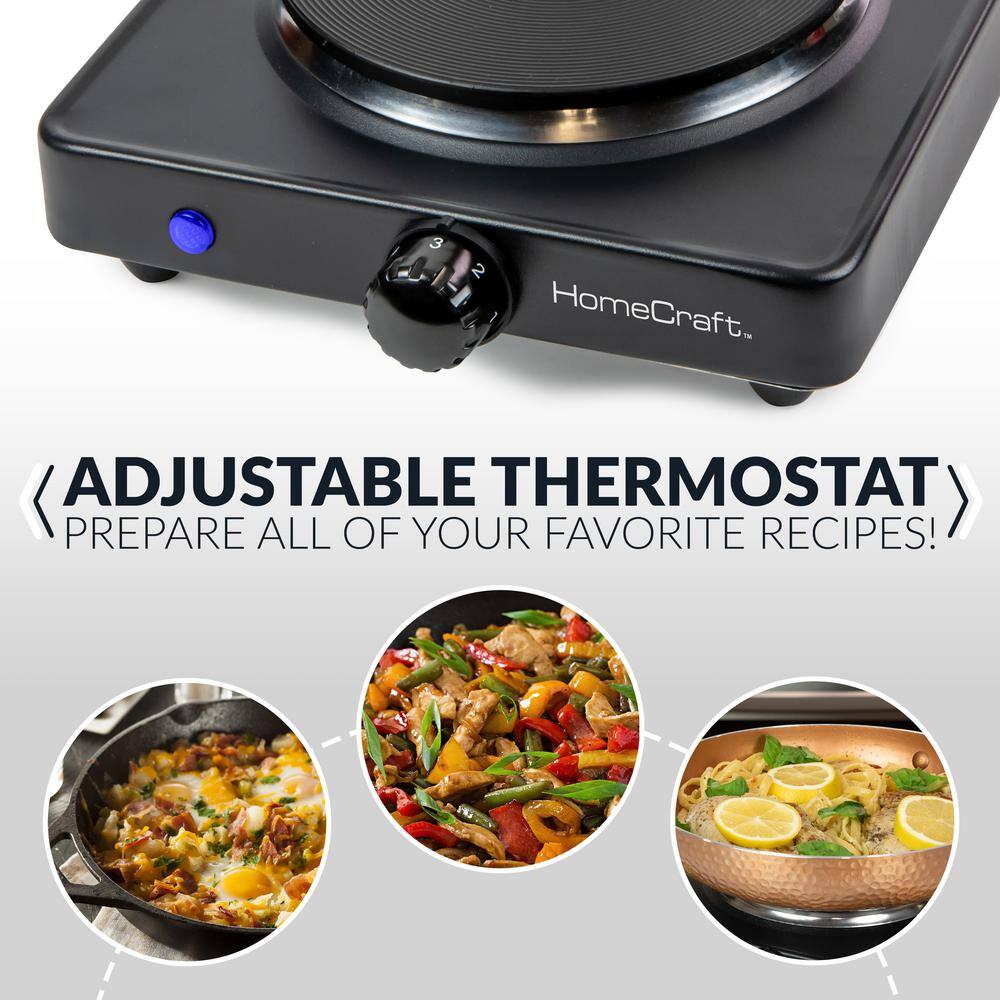 Compact Black Electric Single Burner Hot Plate