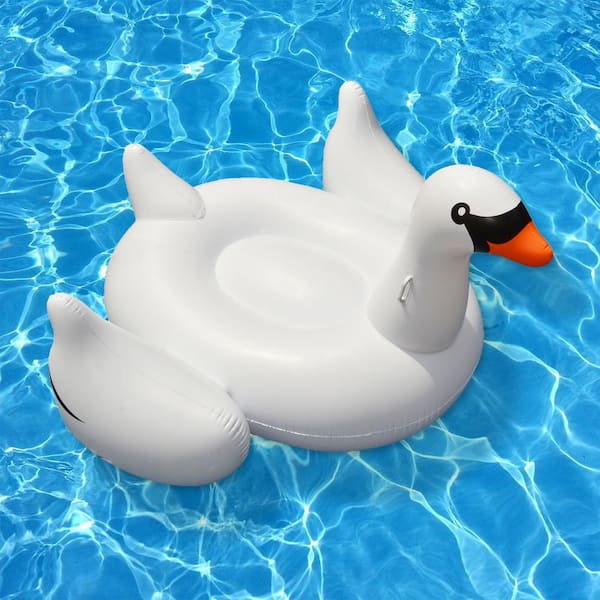 Swimline Giant Swan Inflatable Ride On Swimming Pool Float Raft Island White 