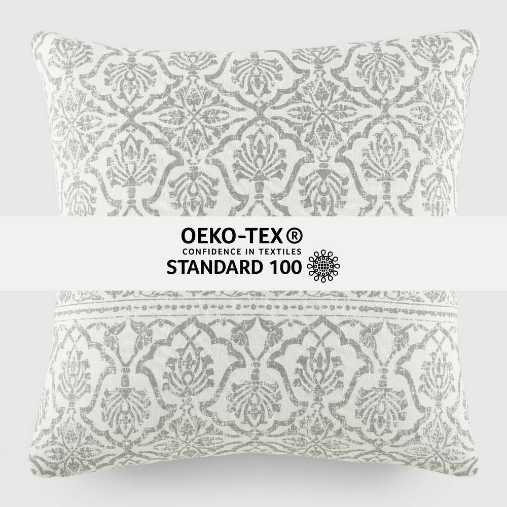 Antique Floral Cotton Square Throw Pillow with Polyester Fill