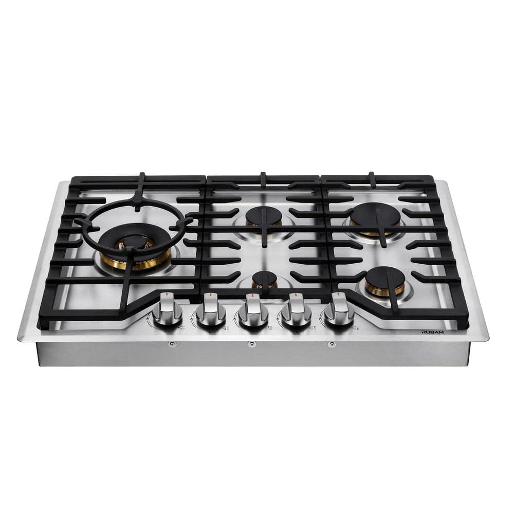 30 in. 5 Sealed Brass Burners Recessed Gas Cooktop in Stainless Steel with 20000 BTU Wok Burner and LP Conversion Kit price history on PriceWatchPro