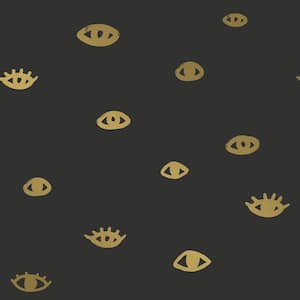 Bobby Berk Black & Gold Eye See You Peel and Stick Wallpaper (Covers 56 sq. ft.)