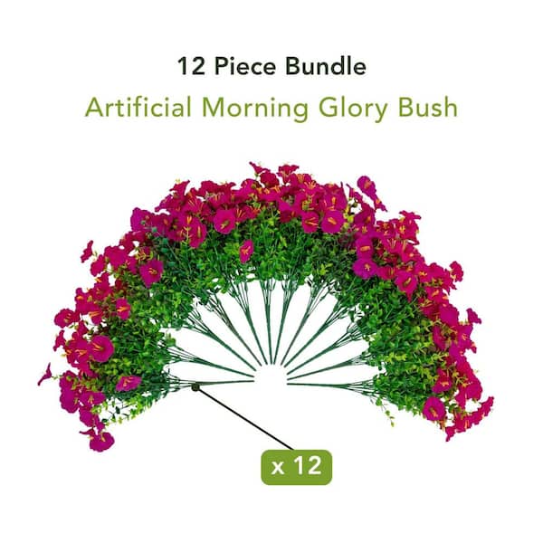 Nearly Natural 14 in. Fuchsia UV Resistant Artificial Morning
