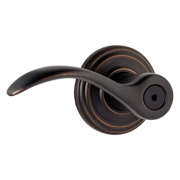 Kwikset Pembroke Venetian Bronze Privacy Bed/Bath Door Handle with Microban Antimicrobial Technology and Lock