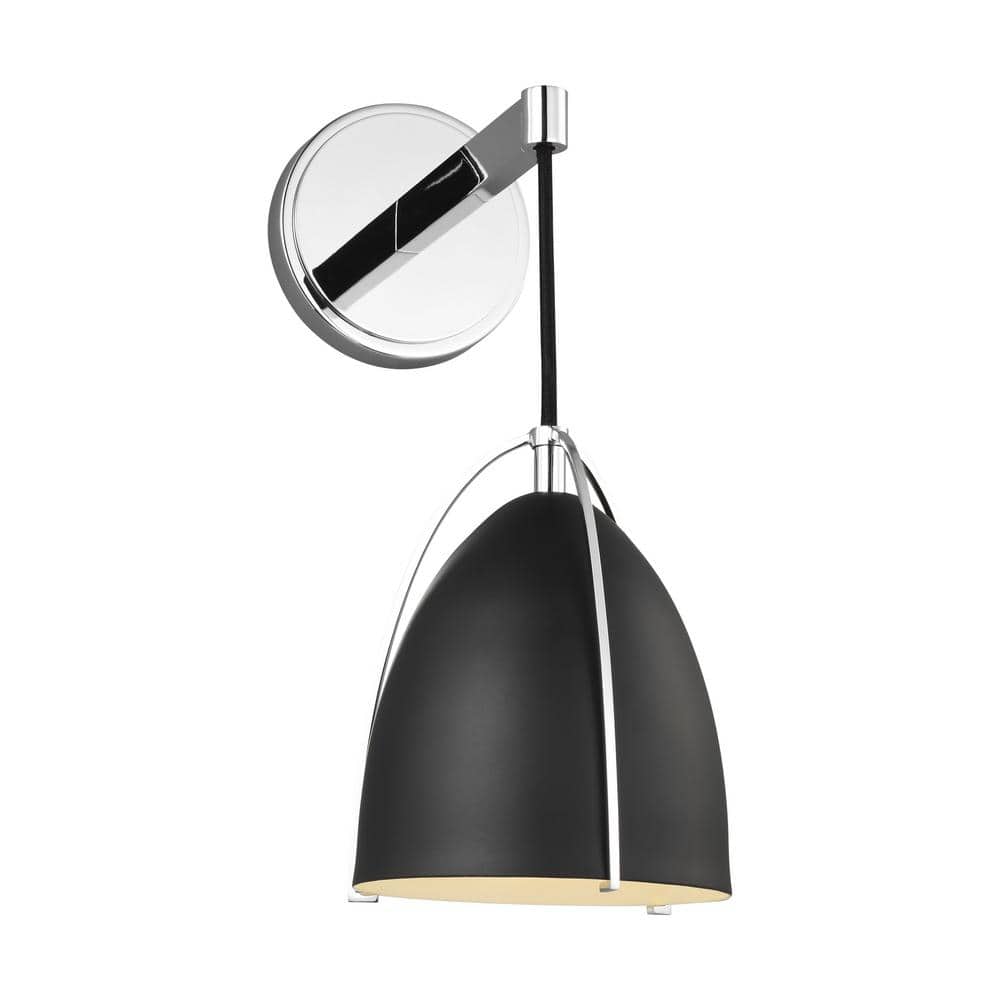 Norman Midnight Black and Chrome 1-Light Outdoor Wall Sconce