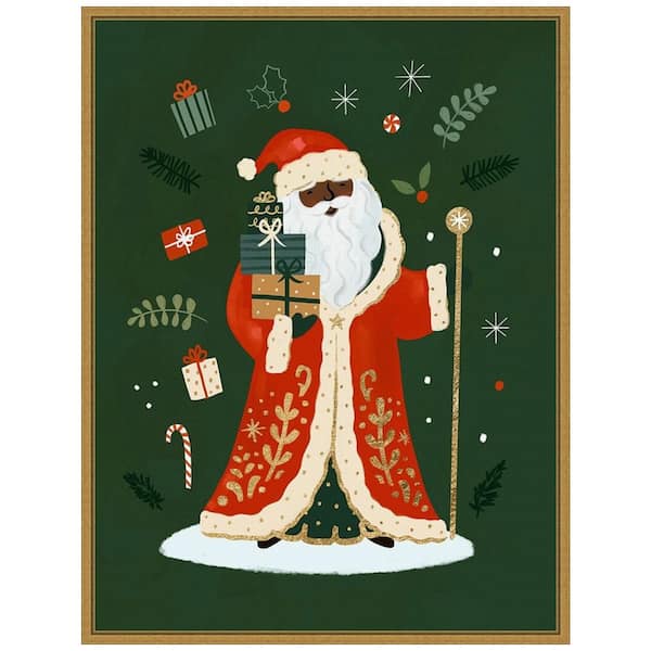 Amanti Art 18 in. W x 23.5 in. H Little St. Nick I Christmas Holiday Framed Canvas Box Wall Art