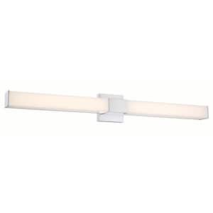 Vantage 36 in. 1-Light Chrome LED Vanity Light Bar with White Acrylic Shade