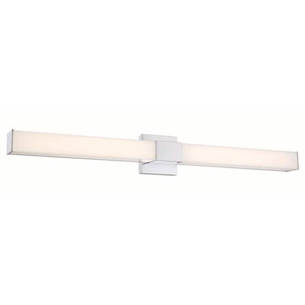 Minka Lavery Vantage 36 in. 1-Light Chrome LED Vanity Light Bar with White Acrylic Shade