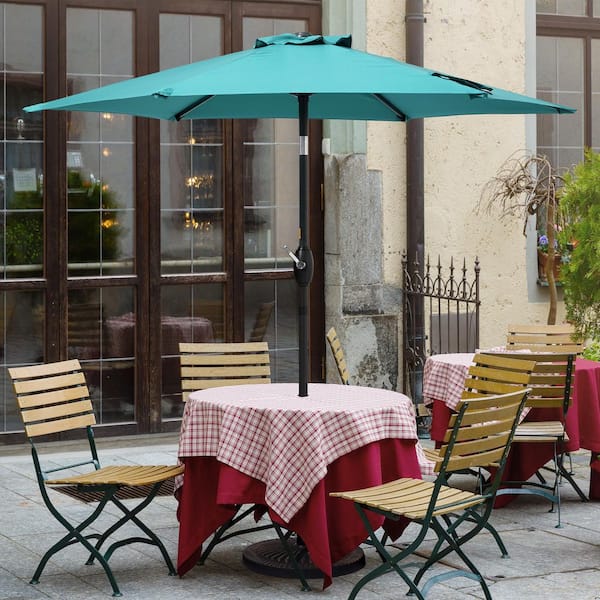 JOYESERY 7.5 ft. Outdoor Umbrellas Patio Market Table Outside Umbrellas Nonfading Canopy and Sturdy Ribs, Aquablue