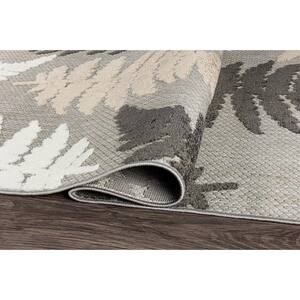 Seville Floral Leaves Gray 7 ft. 10 in. x 10 ft. Indoor/Outdoor Area Rug