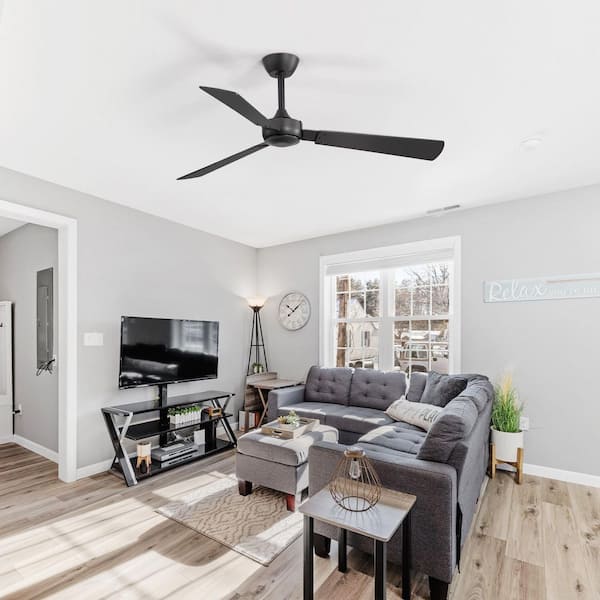 Mahail 52 in. Indoor/Covered Outdoor Black Ceiling Fan in 6 Speed with Remote Included for Bedroom or Living Room