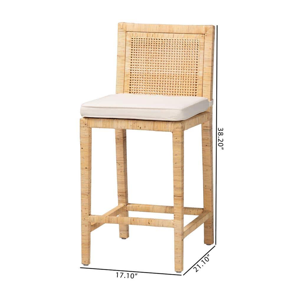 Sofia Handmade Natural Wood and Rattan 41" Counter Stool