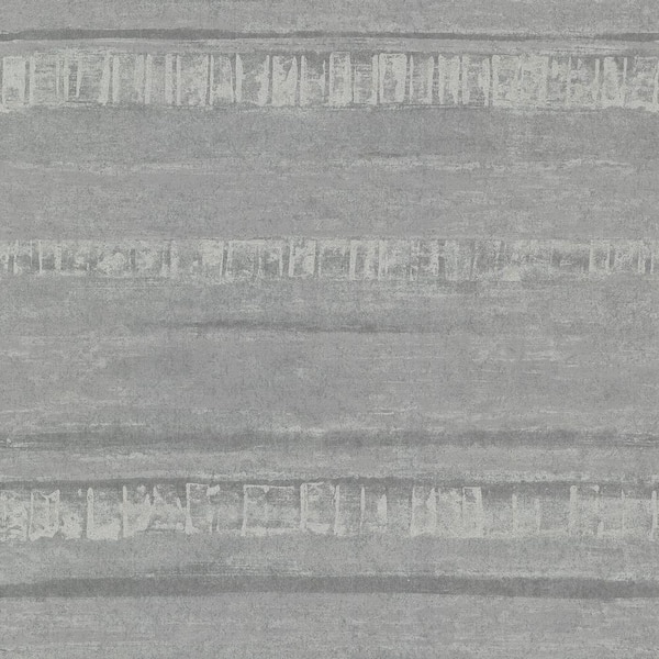 A-Street Prints Rakasa Pewter Distressed Stripe Wallpaper Sample