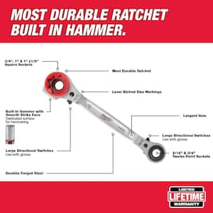 Linemans 5-in-1 Ratcheting Wrench with 9 in. High Leverage Linemans Pliers with Crimper