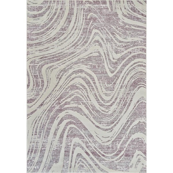 Rug Branch Nomad Purple Beige 5 ft. x 8 ft. Coastal Abstract Indoor Area Rug