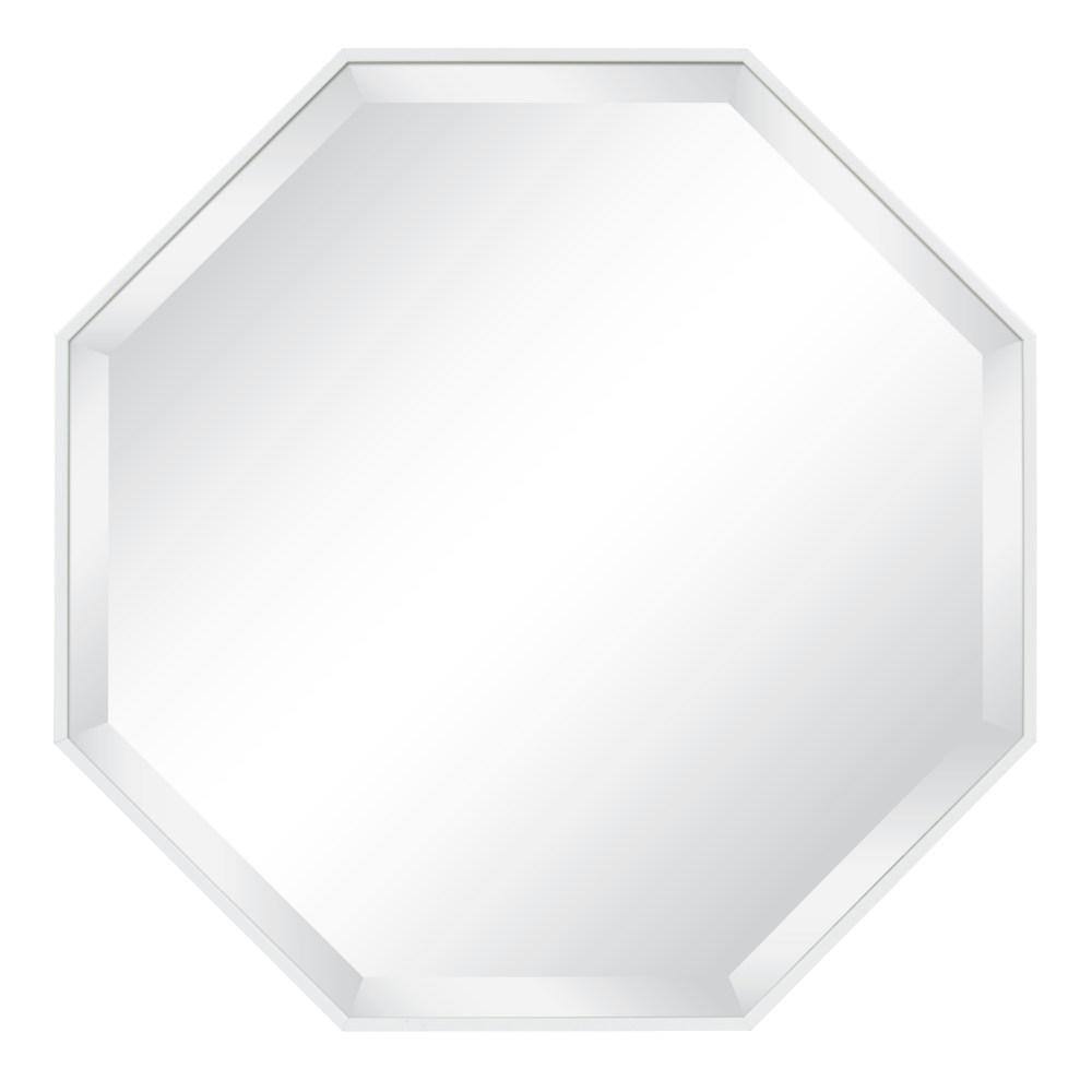 White Octagon Full Length Wall Mirror with Gold Trim