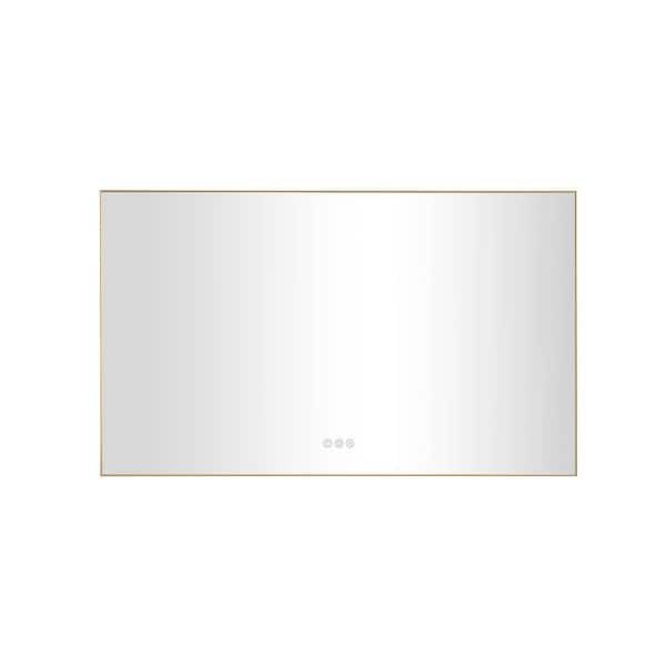 Unbranded 60 in. W x 36 in. H Rectangular Aluminum Framed LED Wall Mount Anti-Fog Modern Decorative Bathroom Vanity Mirror