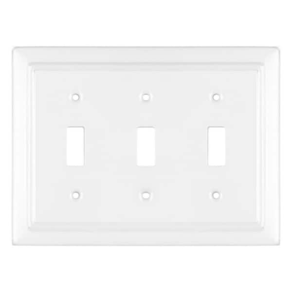 Monarch Abode Architectural 3-Gang 3-Toggle Wall Plate (Classic White)