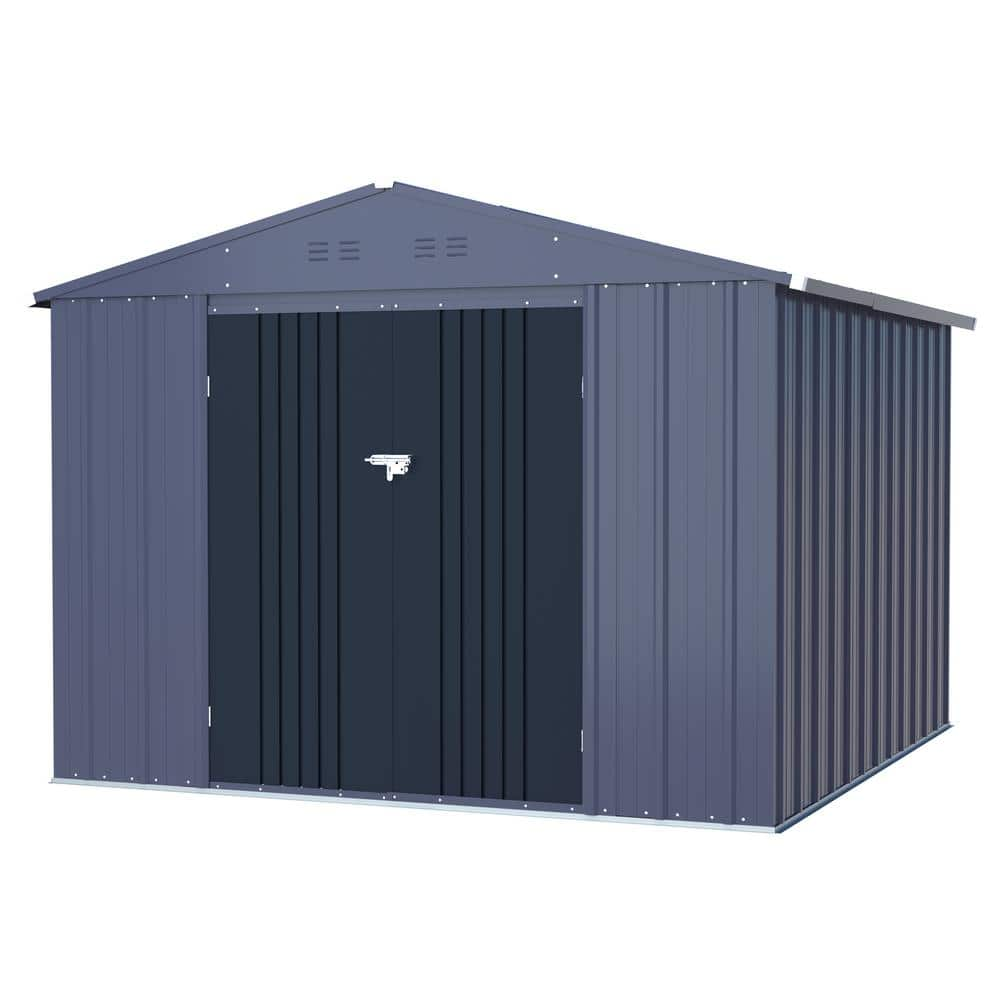 VEIKOUS 8 Ft. W X 8 Ft. D Outdoor Metal Storage Shed In Gray (64 Sq. Ft ...